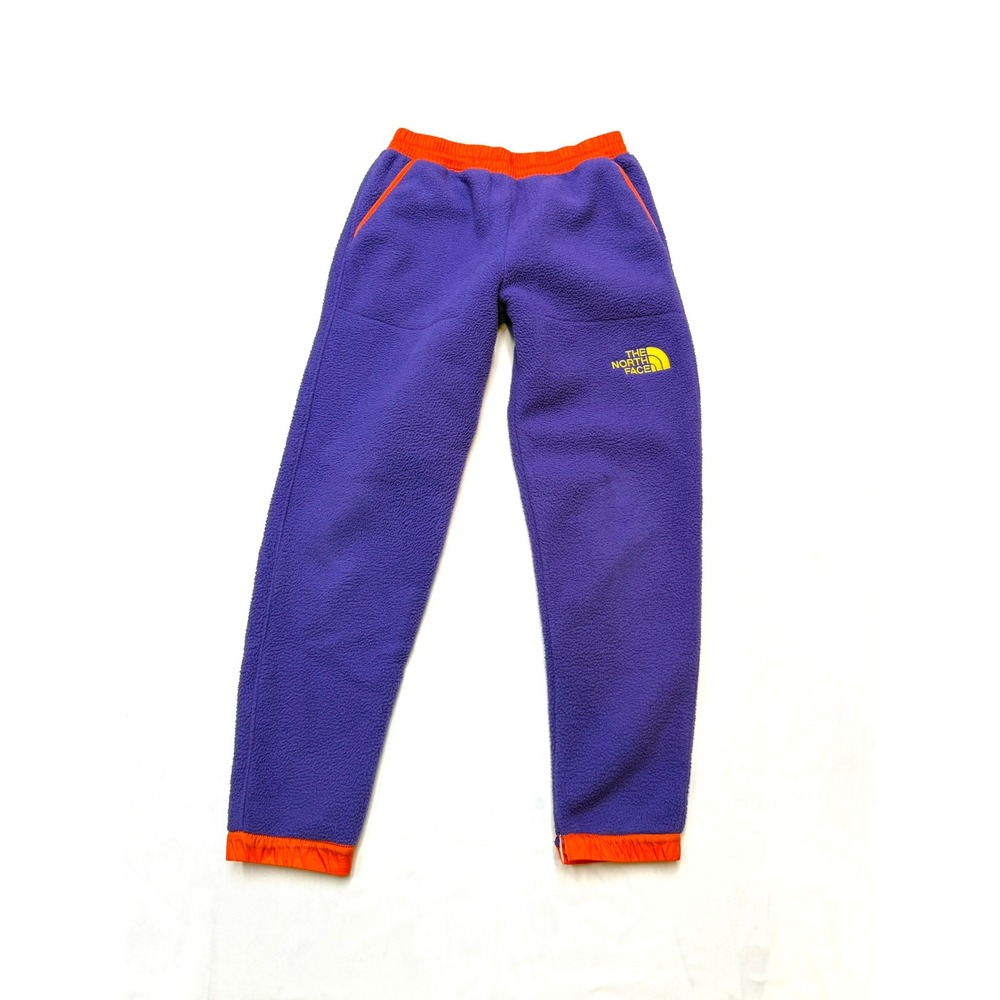 NORTH FACE Boys Medium 10/12 Denali Purple Orange Color Block Fleece Jogger Pant